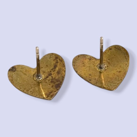 (2/$20) Vintage Metal Striped Heart Earrings - Picture 4 of 5